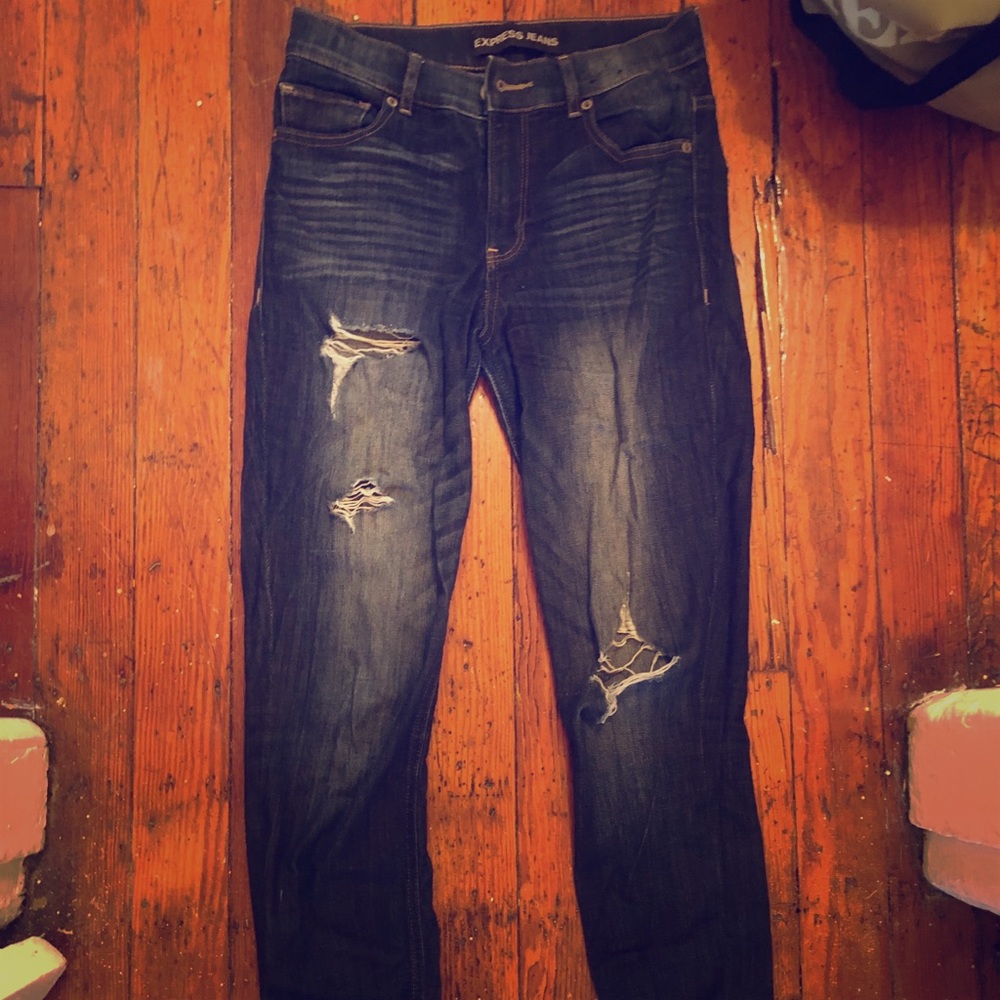 Express high waisted dark wash jeans